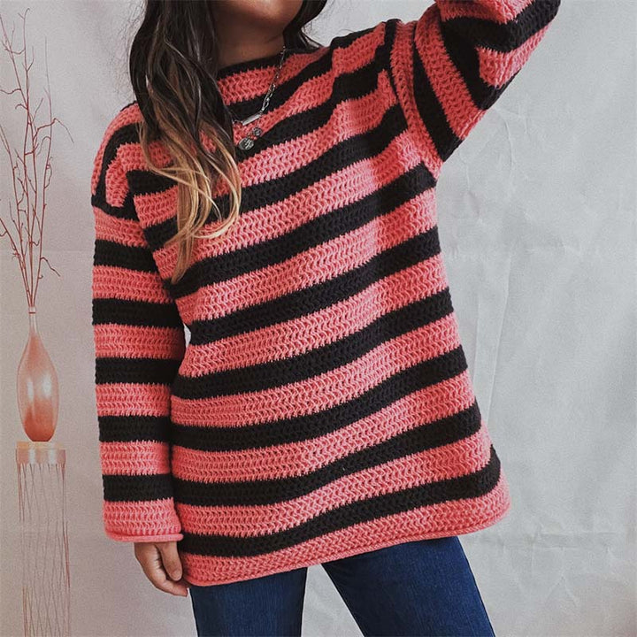 Pull En Tricot Rayé Décontracté