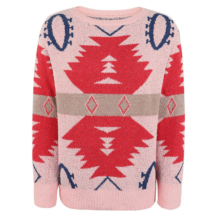 Pull En Tricot Géométrique Décontracté