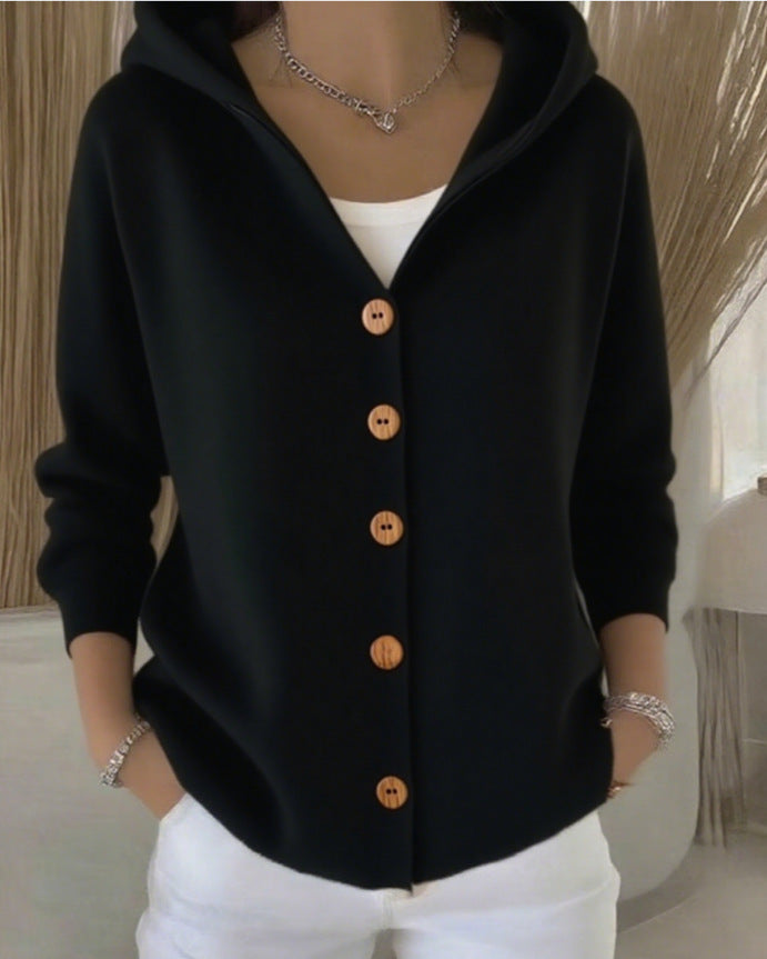 Ninon | Cardigan à capuche boutonné