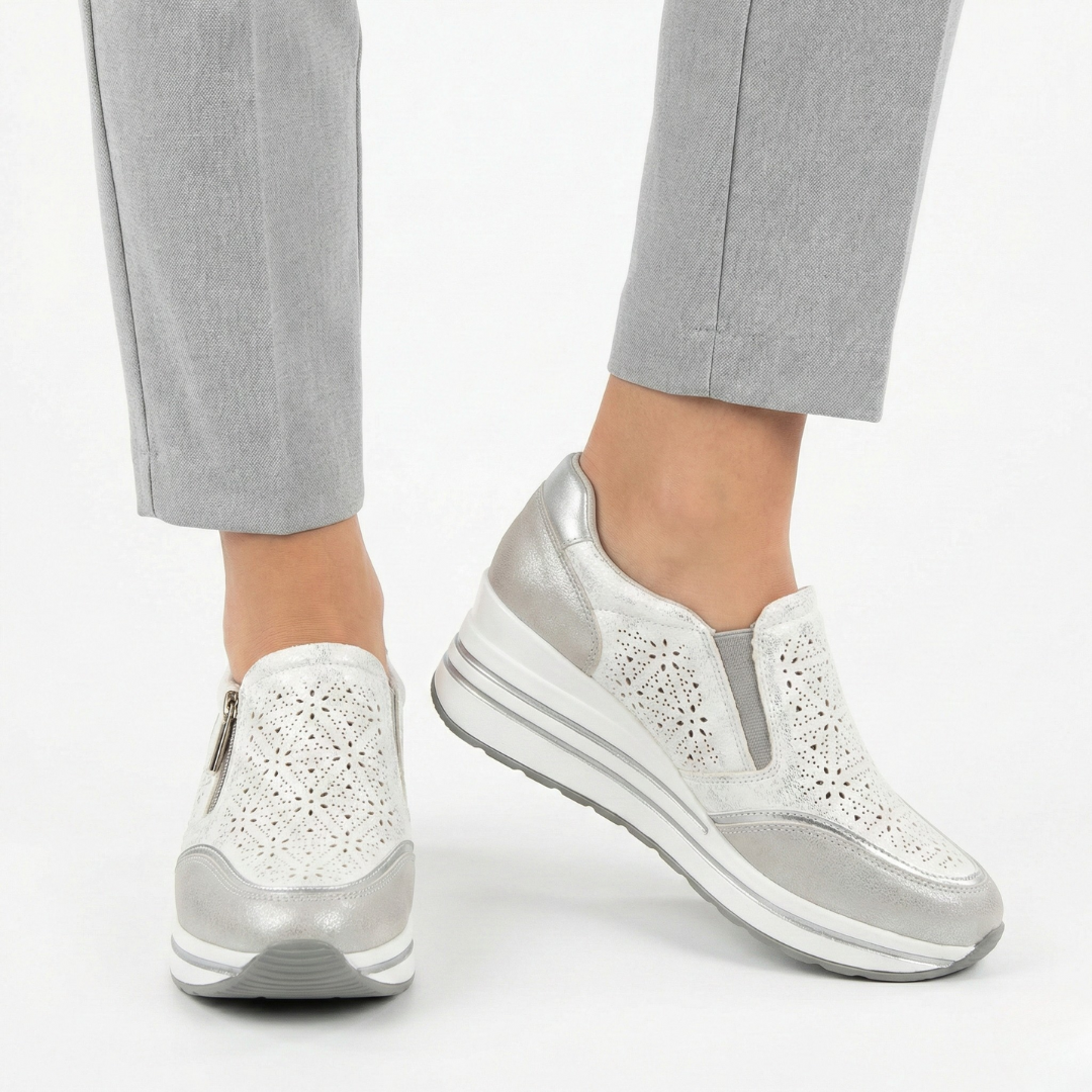 Inès | Sneaker compensée zippée