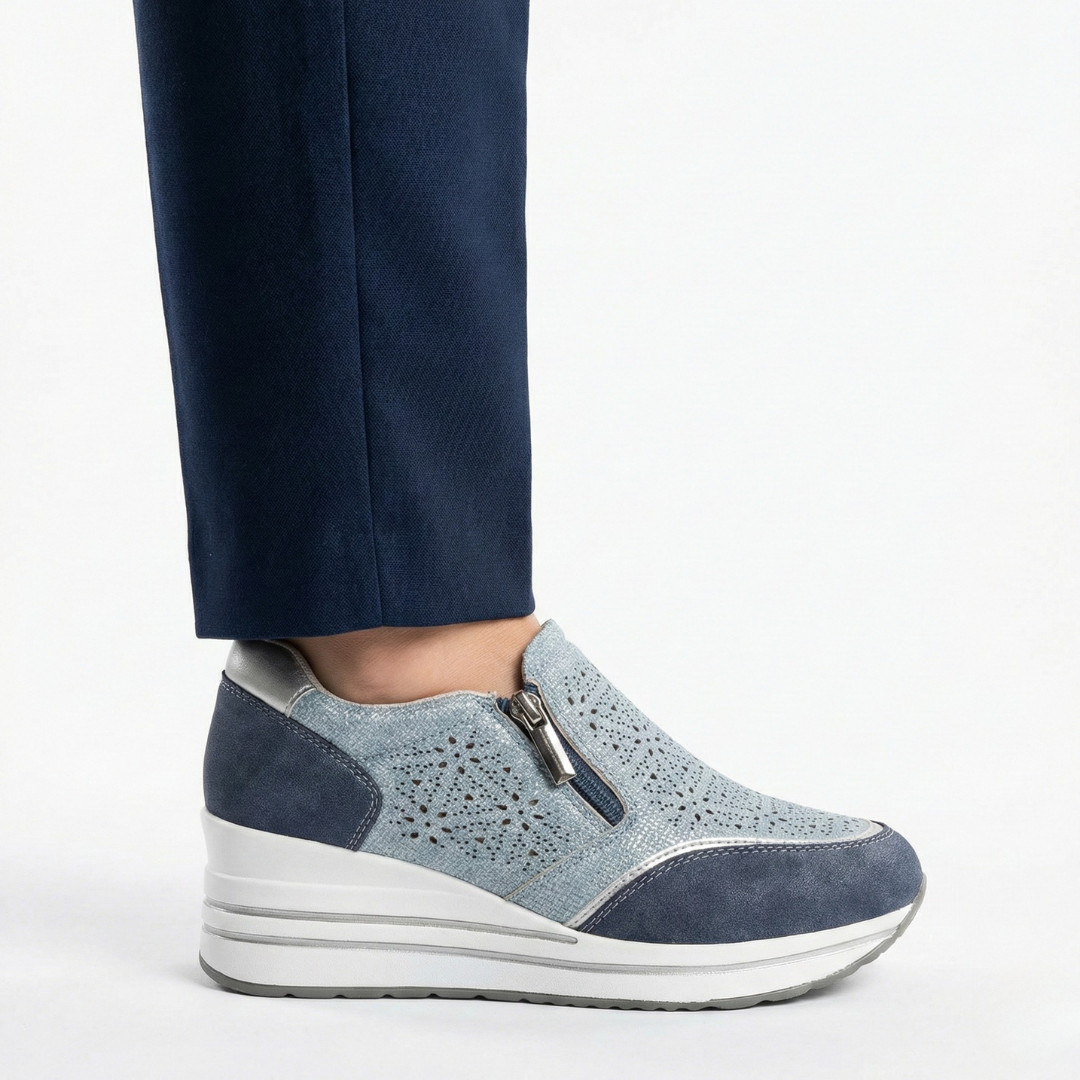 Inès | Sneaker compensée zippée