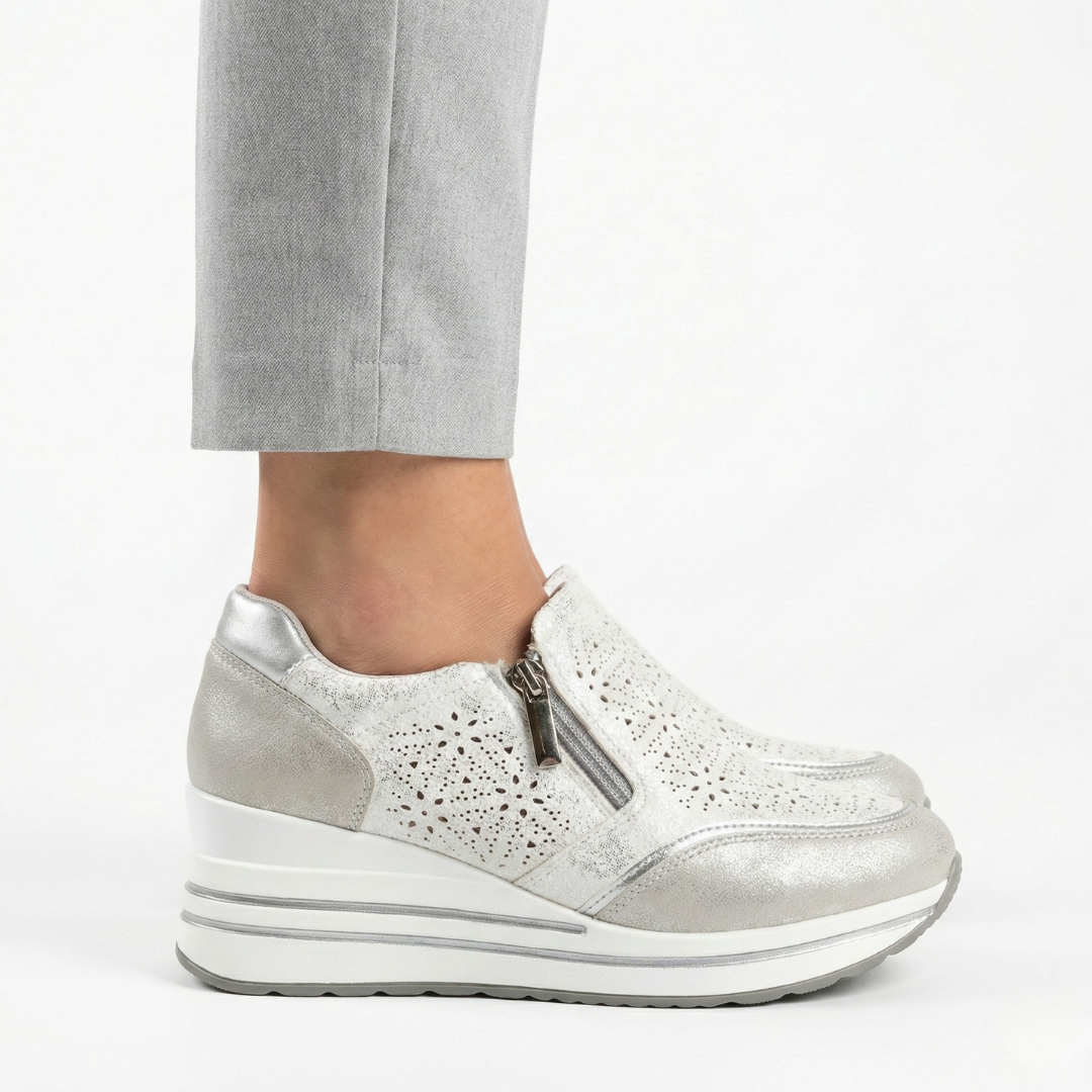 Inès | Sneaker compensée zippée