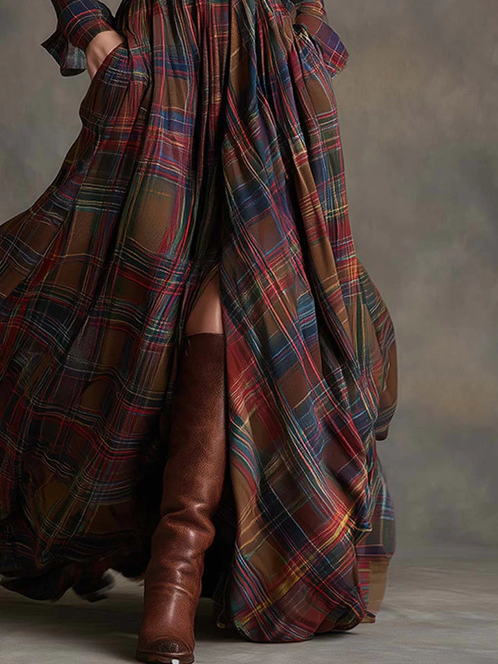 Nara™ | Robe Maxi à Carreaux Chic