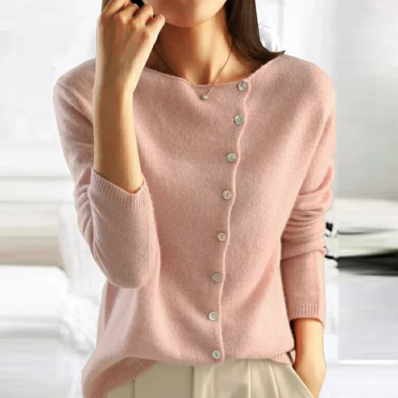 Adèle | Cardigan boutonné col asymétrique