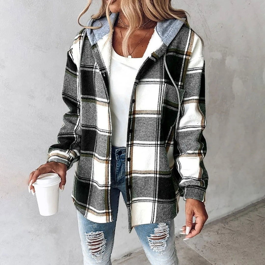 Claudette | Veste chemise à carreaux et capuche