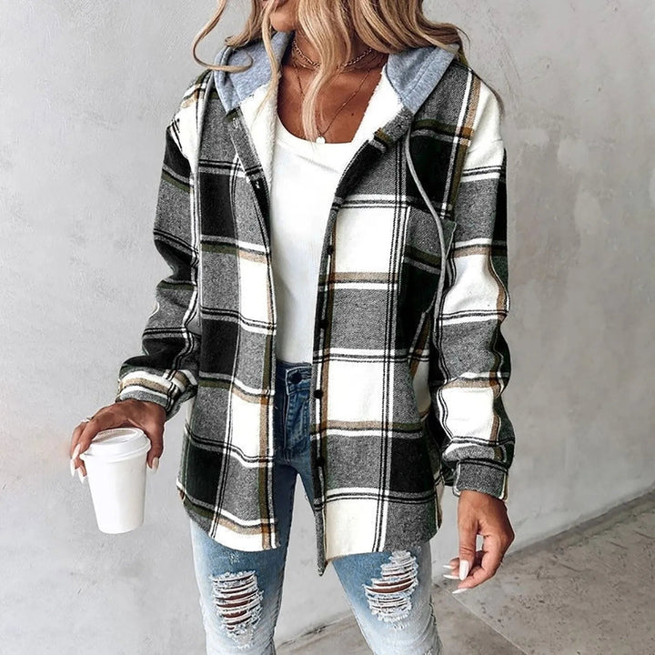 Claudette | Veste chemise à carreaux et capuche