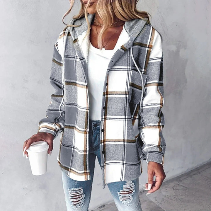 Claudette | Veste chemise à carreaux et capuche