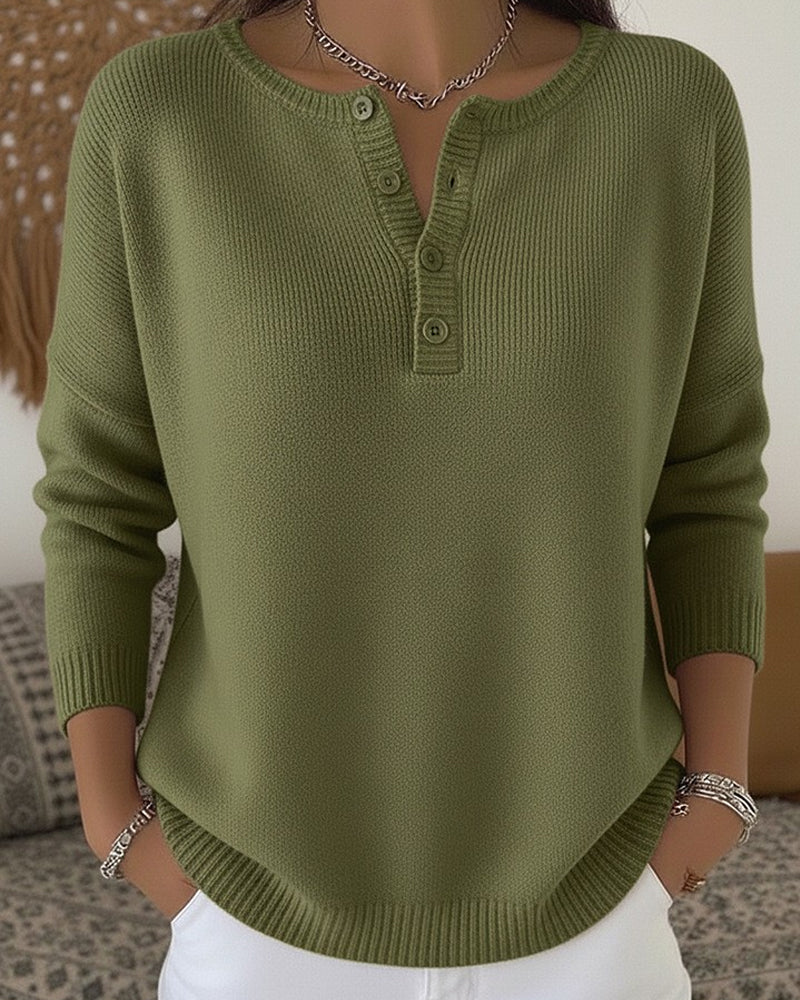 Gisèle | Pull col henley boutonné