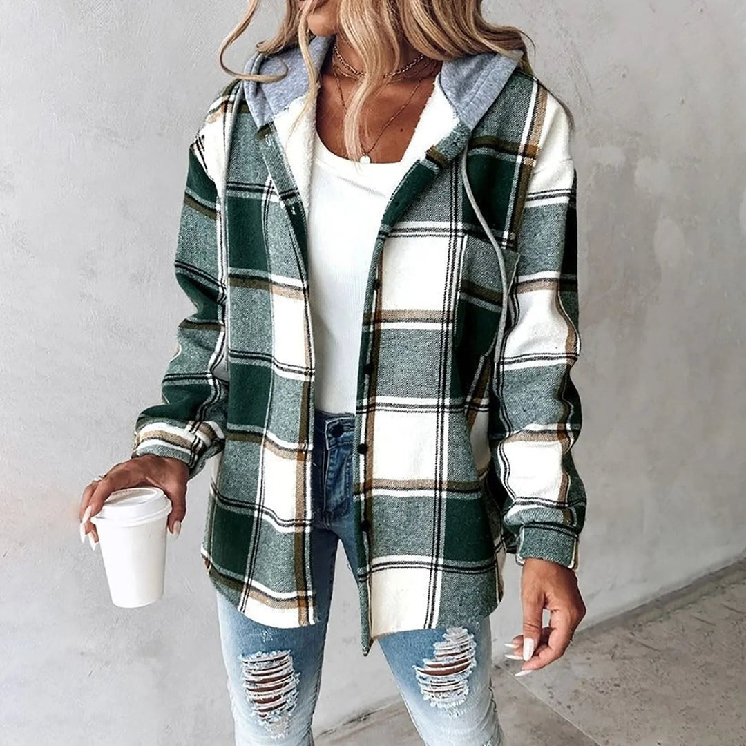 Claudette | Veste chemise à carreaux et capuche