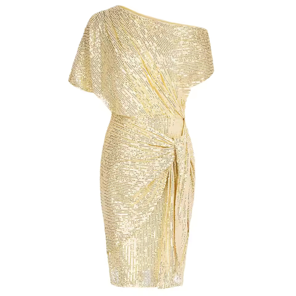 Elya™ | Élégante Robe à Paillettes Épaules Dénudées
