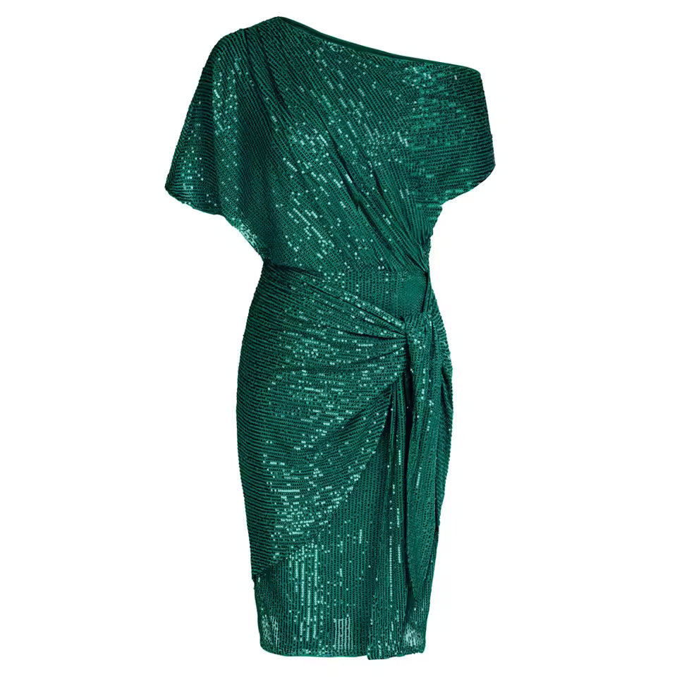 Elya™ | Élégante Robe à Paillettes Épaules Dénudées