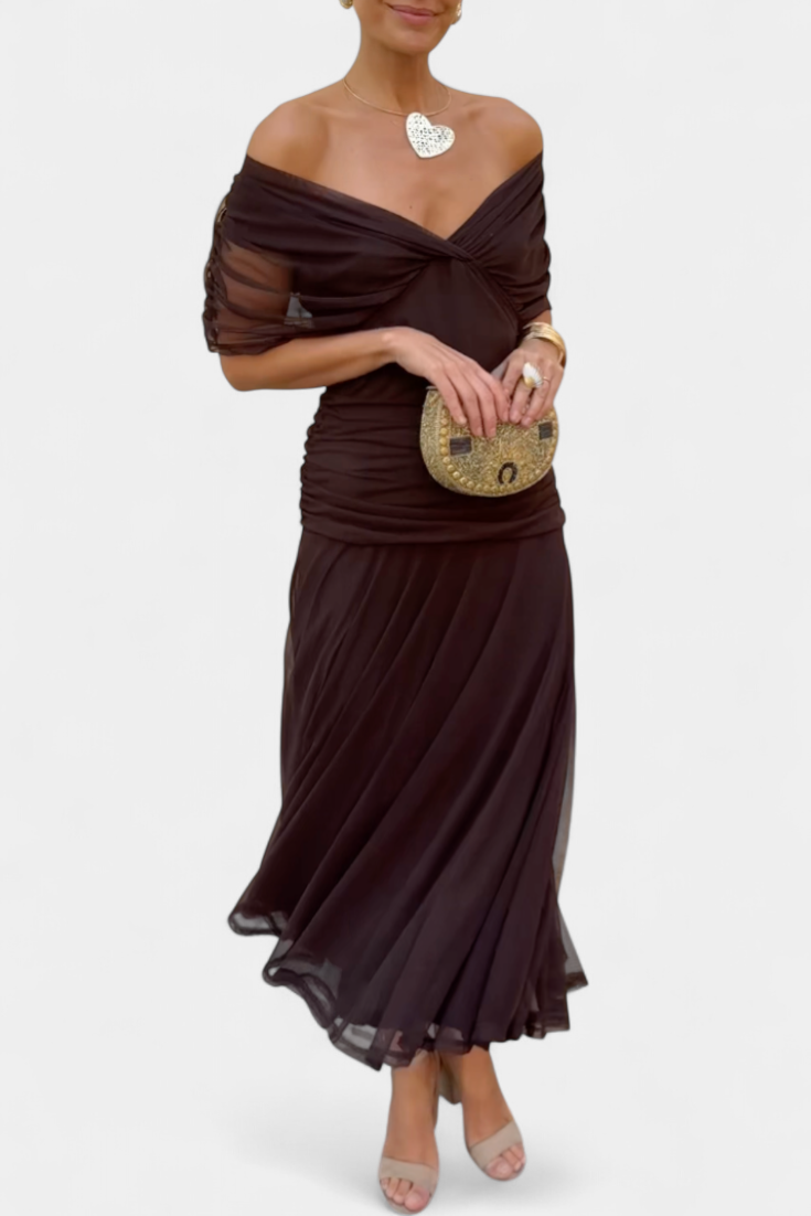 Robe Longue Alondra avec Imprimé Floral Féerique et Décolleté en V