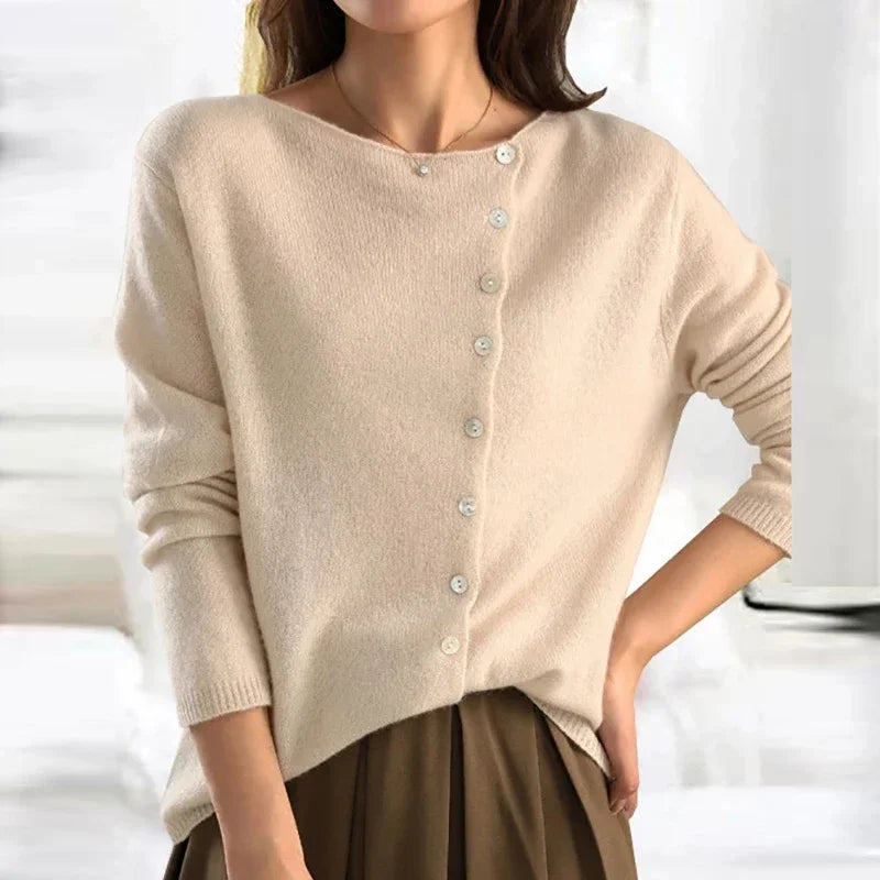 Adèle | Cardigan boutonné col asymétrique