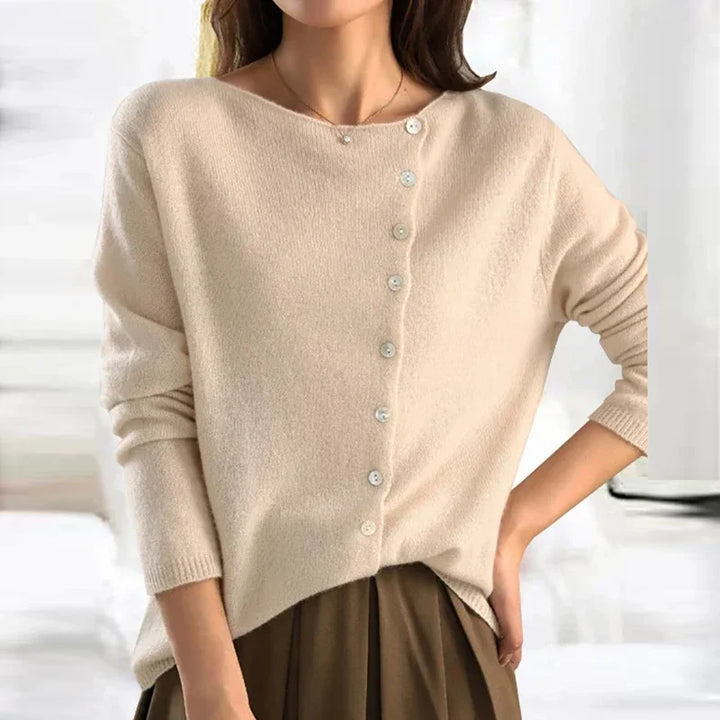 Adèle | Cardigan boutonné col asymétrique
