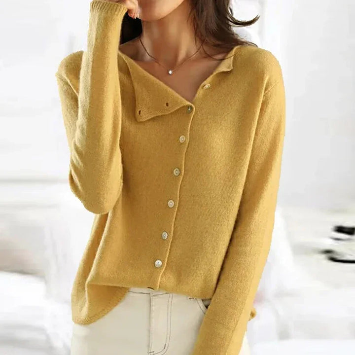 Adèle | Cardigan boutonné col asymétrique