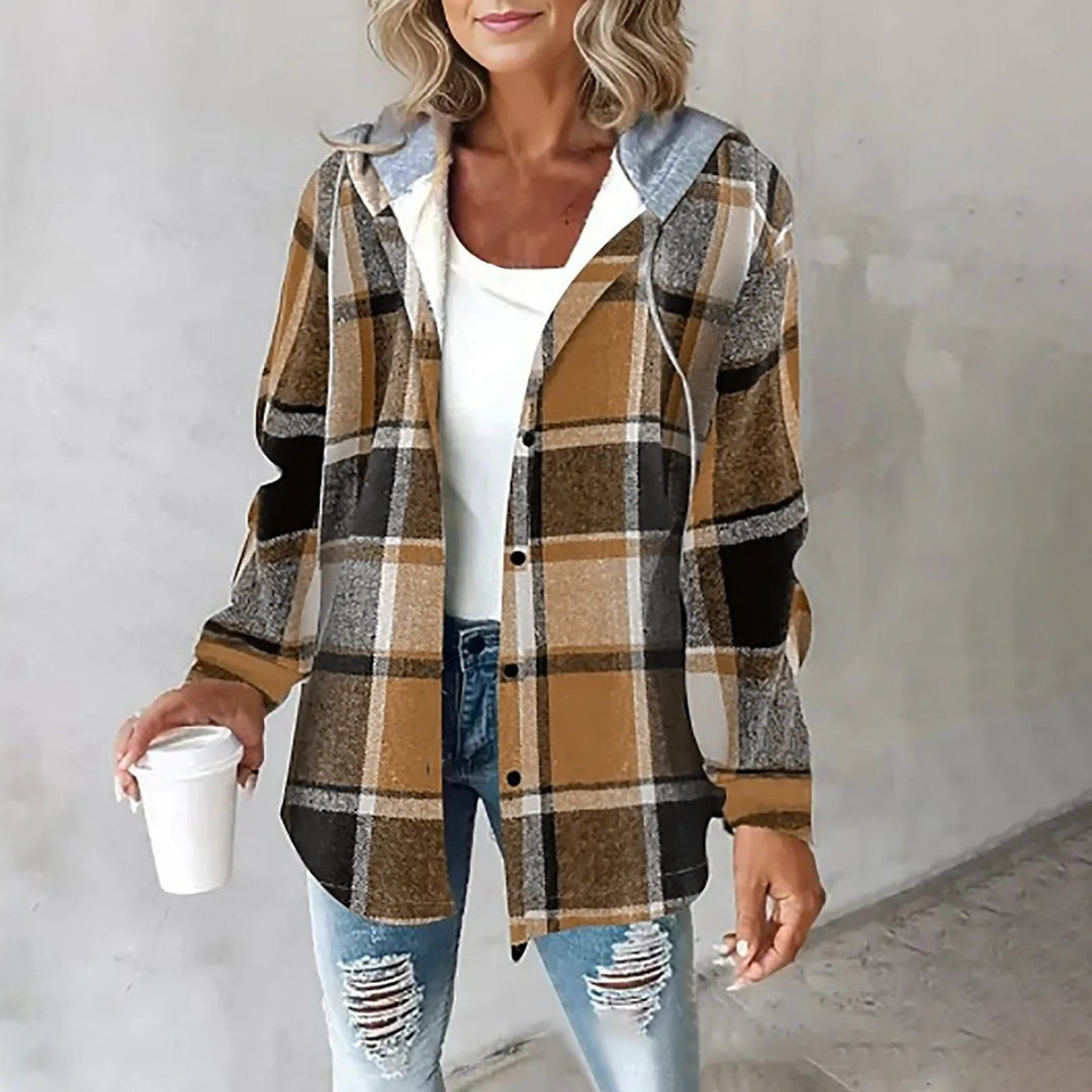 Claudette | Veste chemise à carreaux et capuche