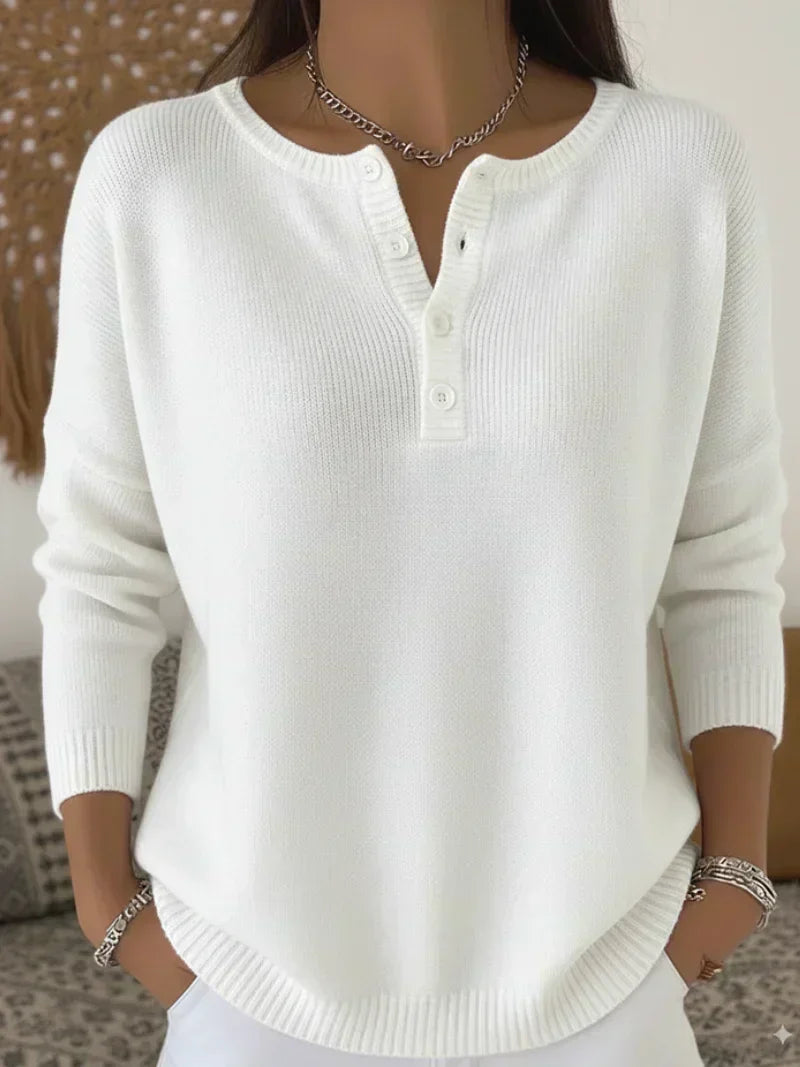 Gisèle | Pull col henley boutonné