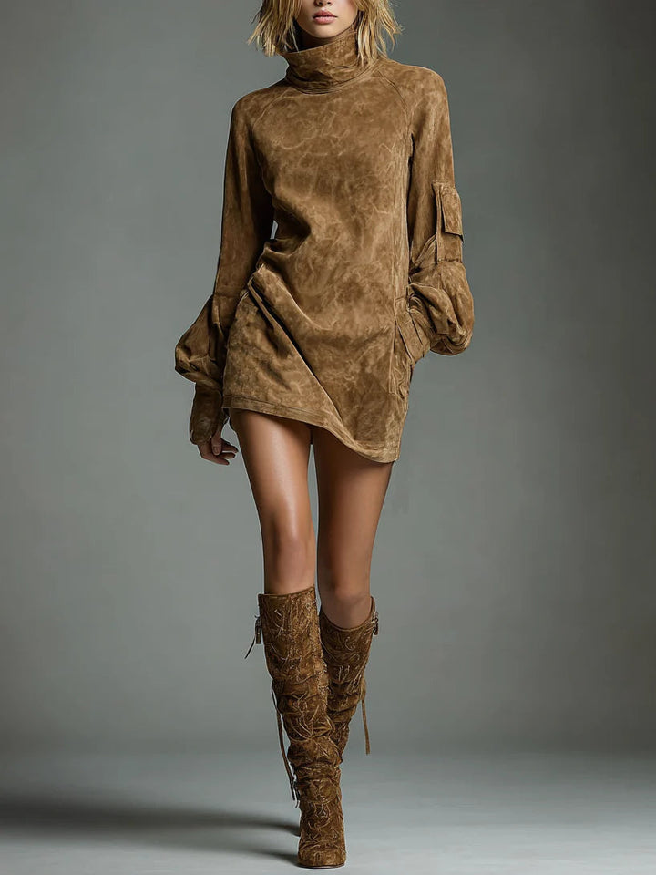 Robe effet daim à col roulé — Chic, douce & effortless