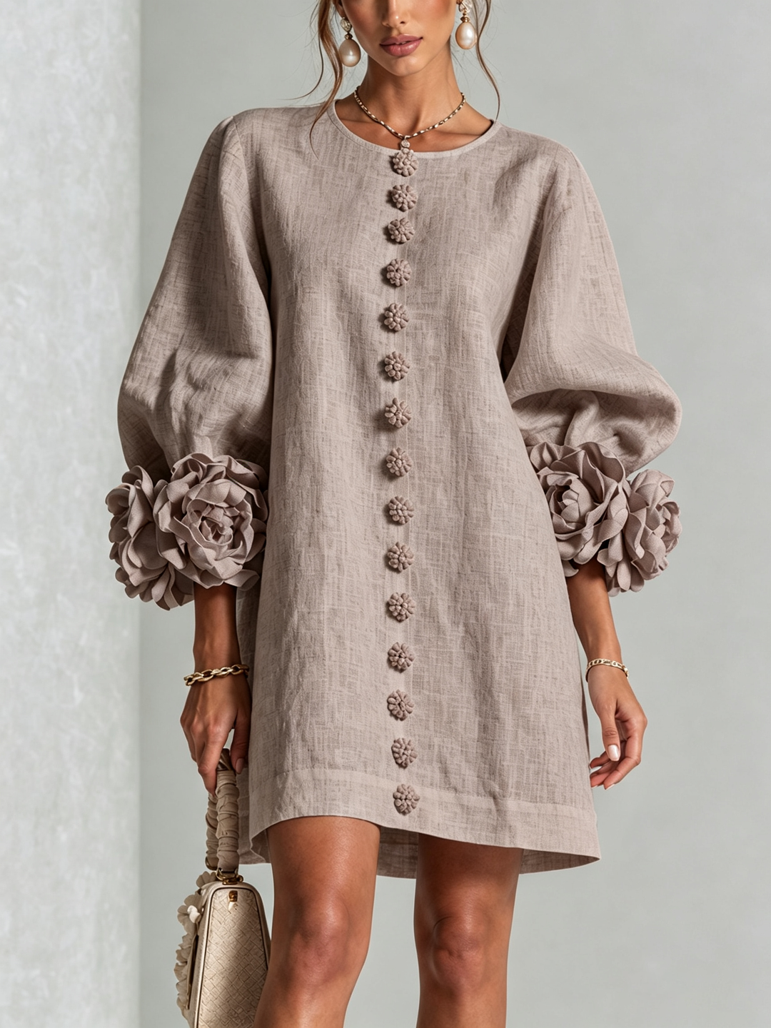 Rosanne | Robe courte à fleurs 3D