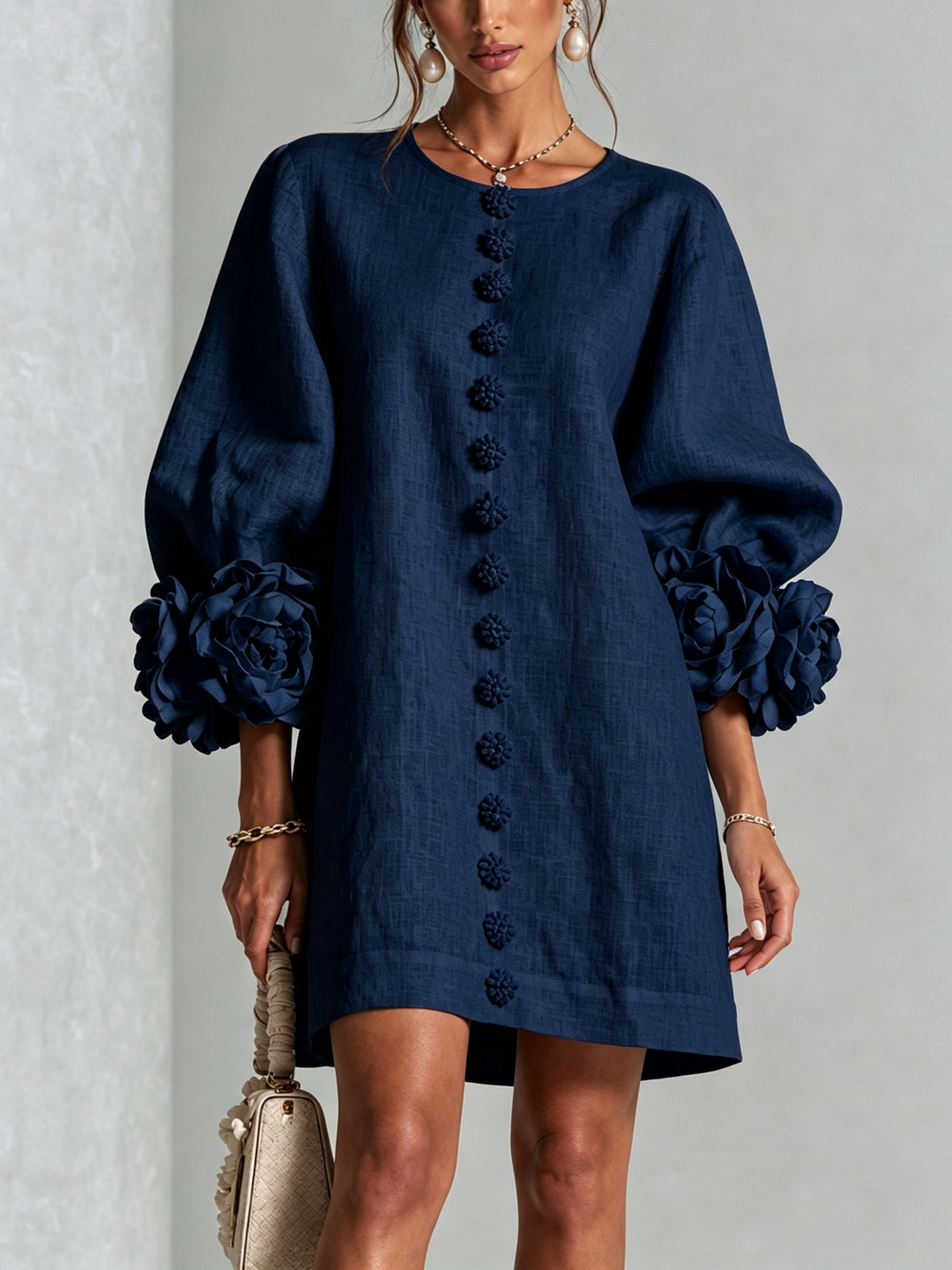Rosanne | Robe courte à fleurs 3D