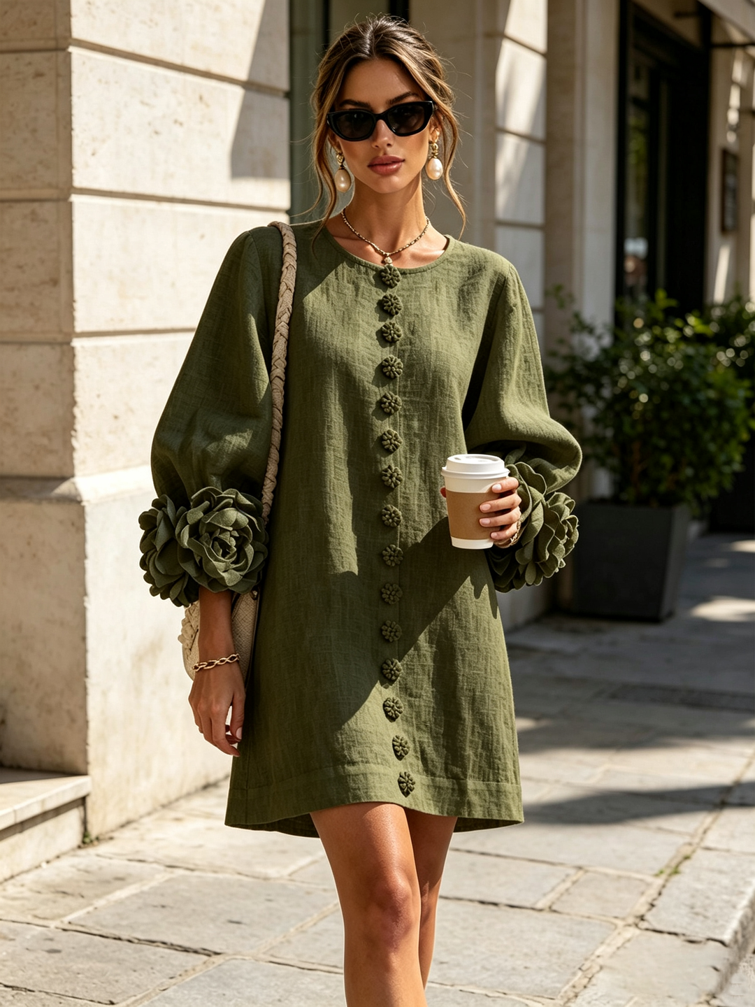 Rosanne | Robe courte à fleurs 3D