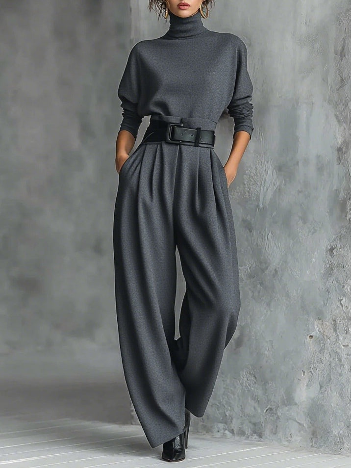 Ensemble col roulé & pantalon droit