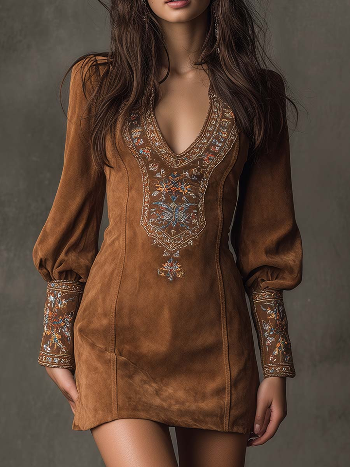 Robe courte effet suédine