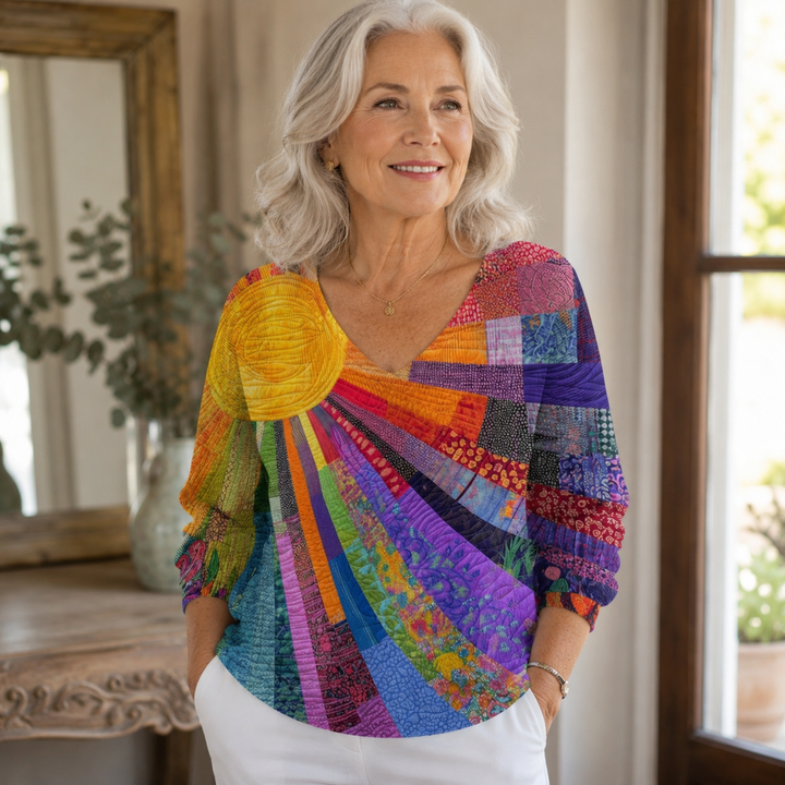 Lumière | Blouse à imprimé patchwork multicolore