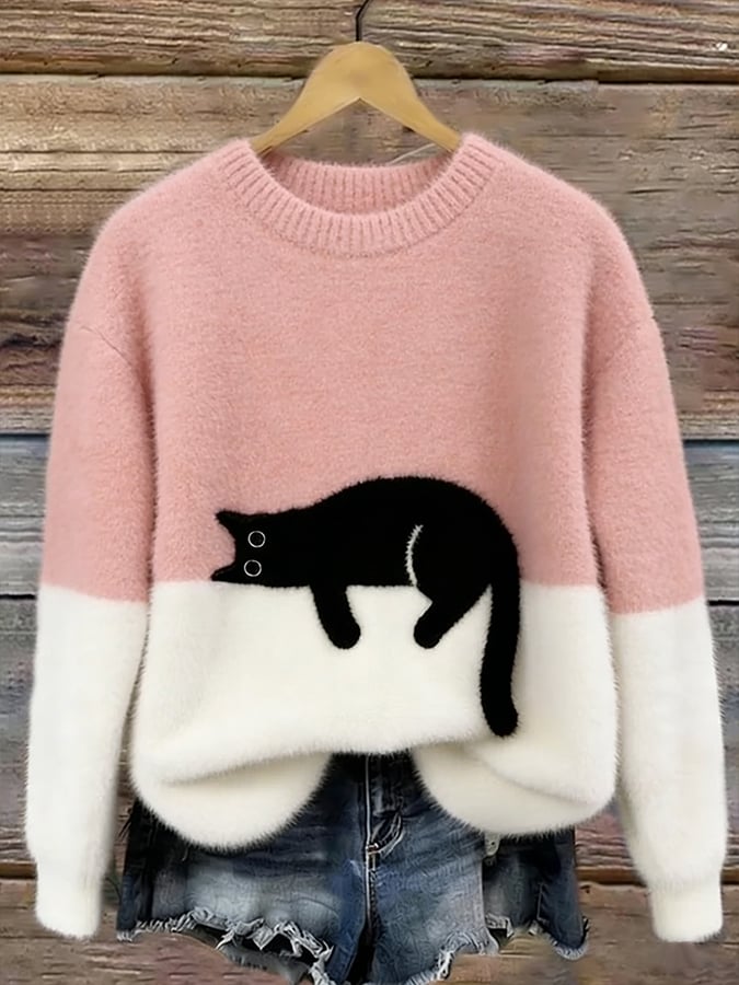 Minou | Pull bicolore motif chat