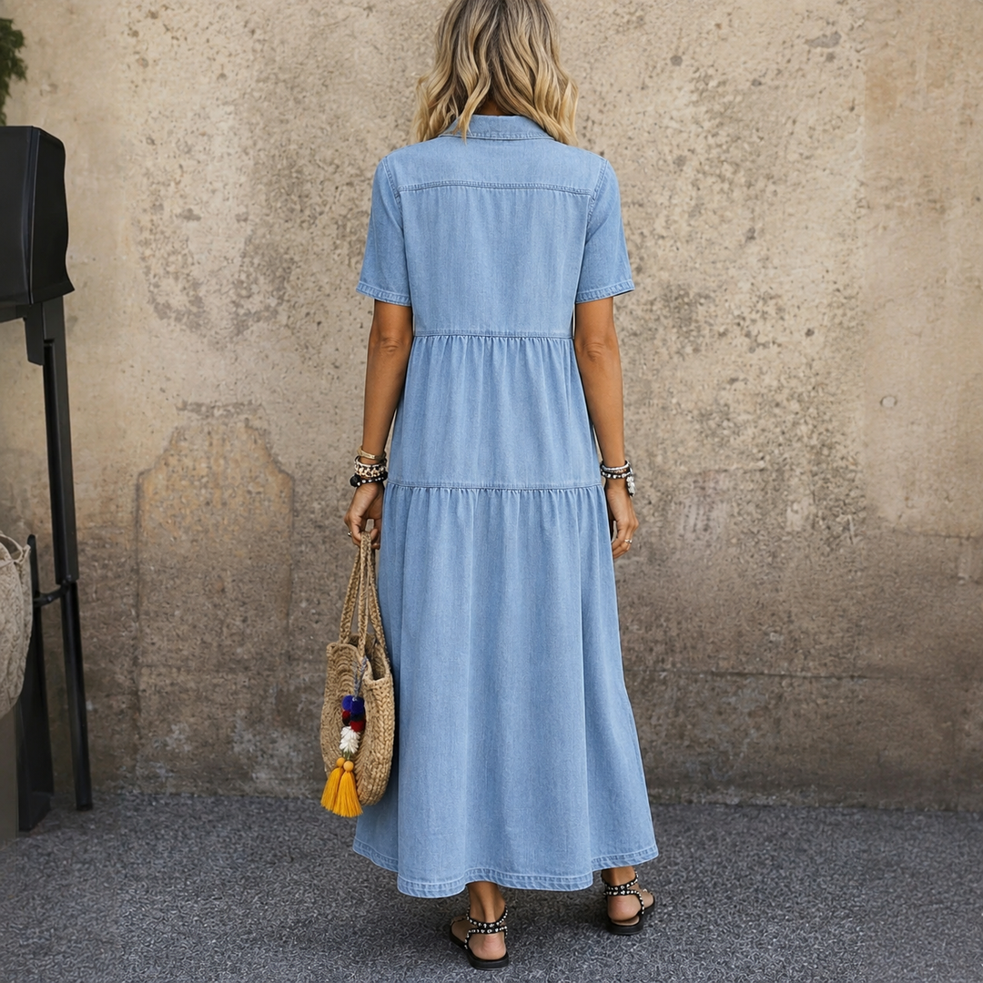 Margaux | Robe longue boutonnée style chemise