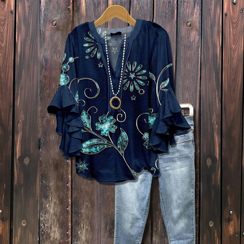 Blouse À Imprimé Floral Vintage