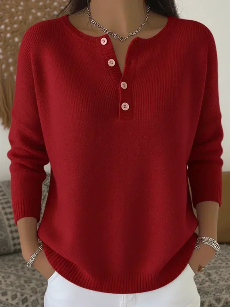Gisèle | Pull col henley boutonné