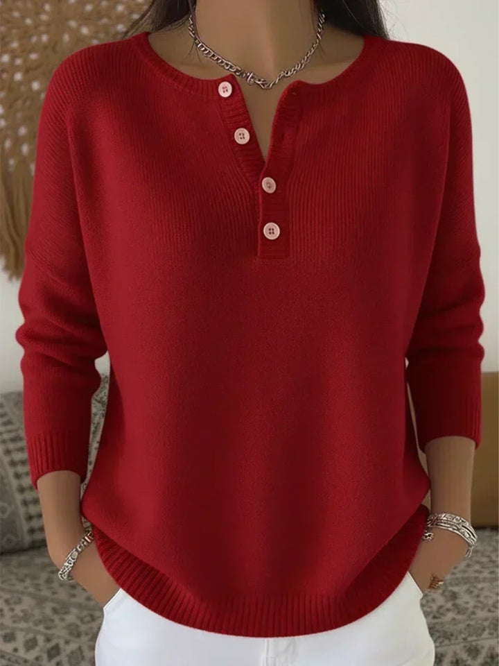 Gisèle | Pull col henley boutonné