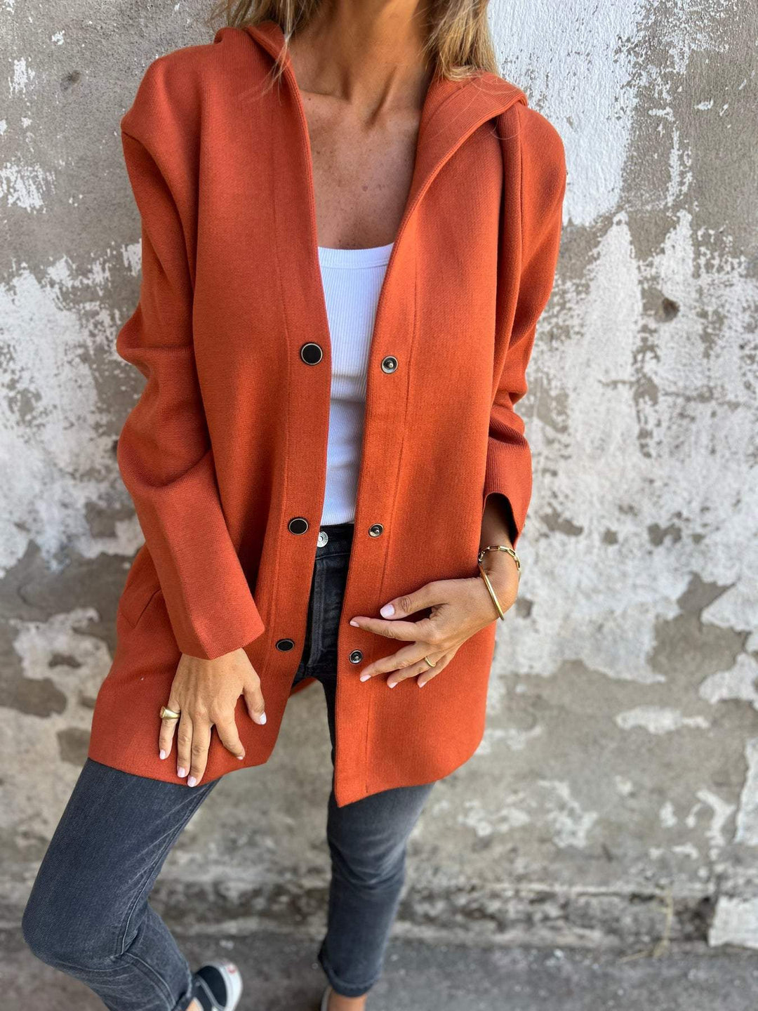 Liora™ | Gilet long Cozy Chic avec capuche