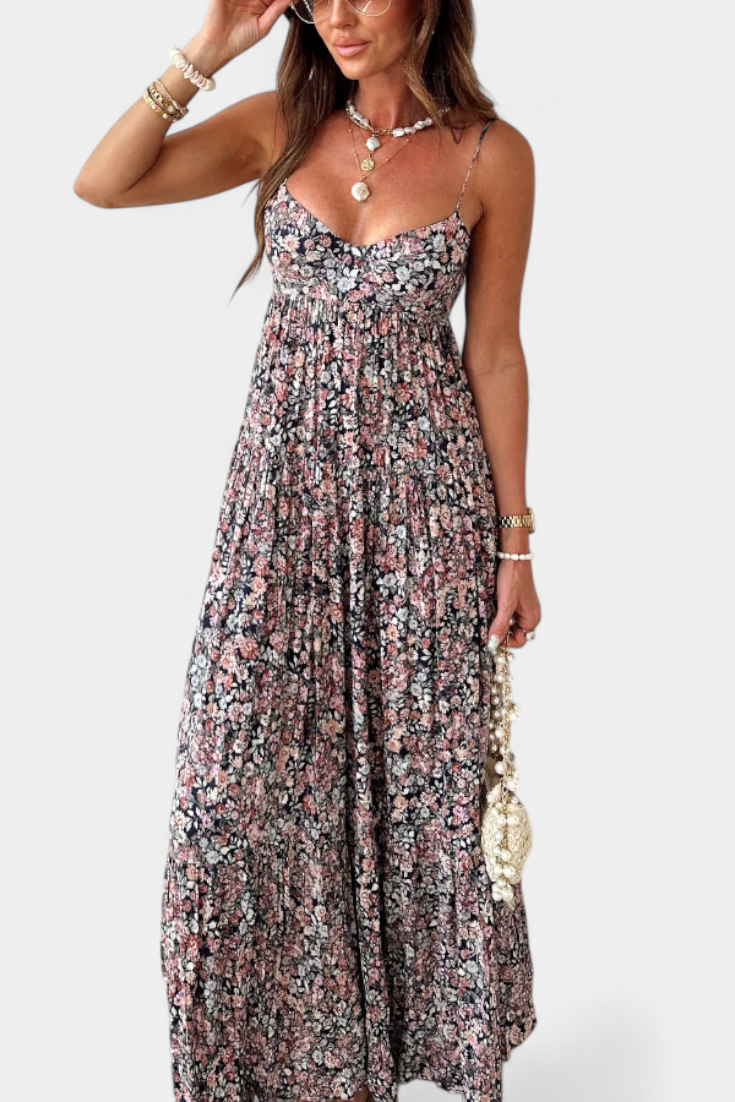 Reyna | Robe Maxi Fleurie à Dos Nu