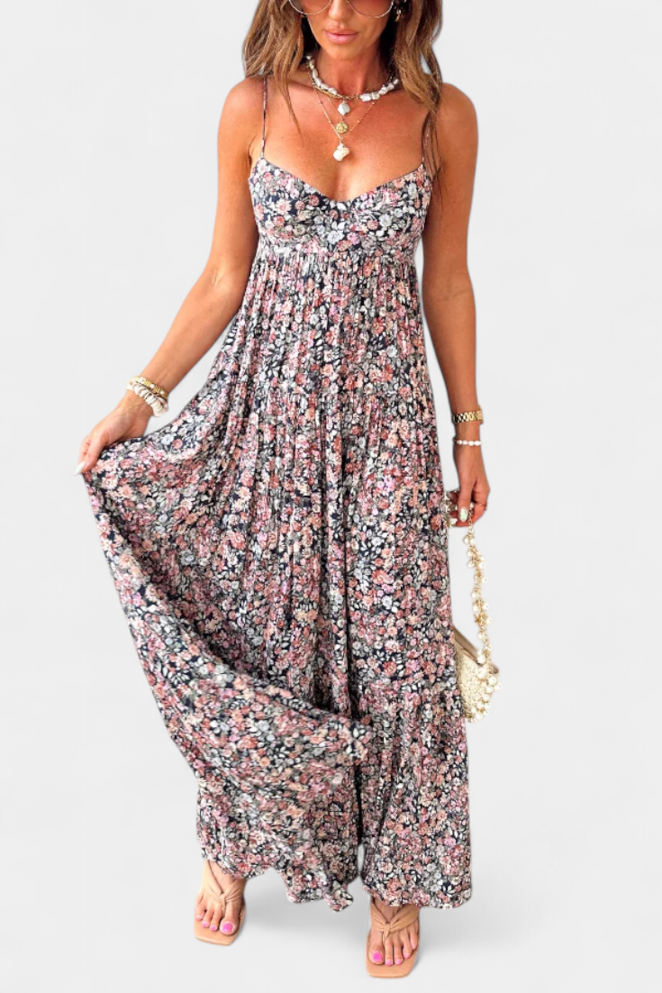 Reyna | Robe Maxi Fleurie à Dos Nu