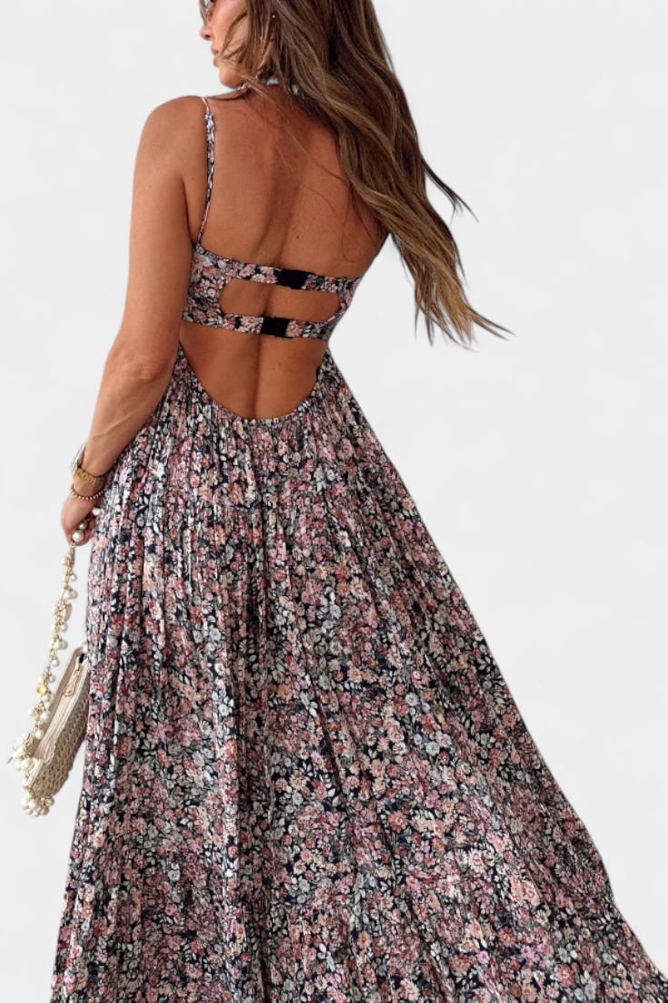 Reyna | Robe Maxi Fleurie à Dos Nu