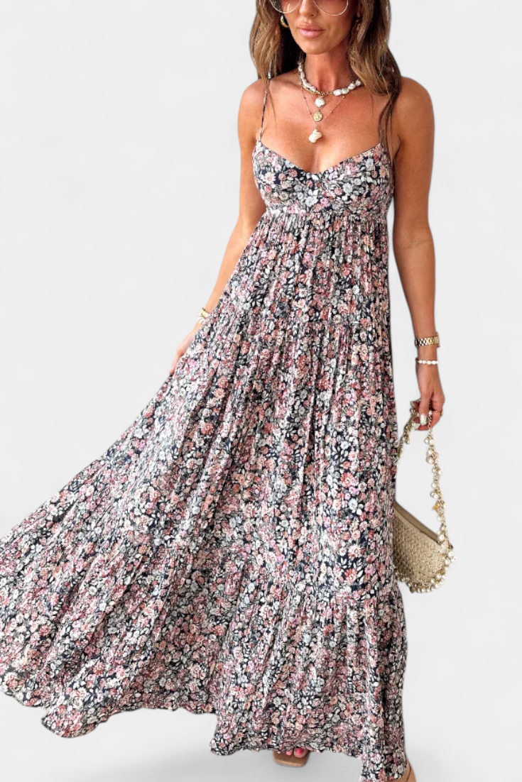 Reyna | Robe Maxi Fleurie à Dos Nu