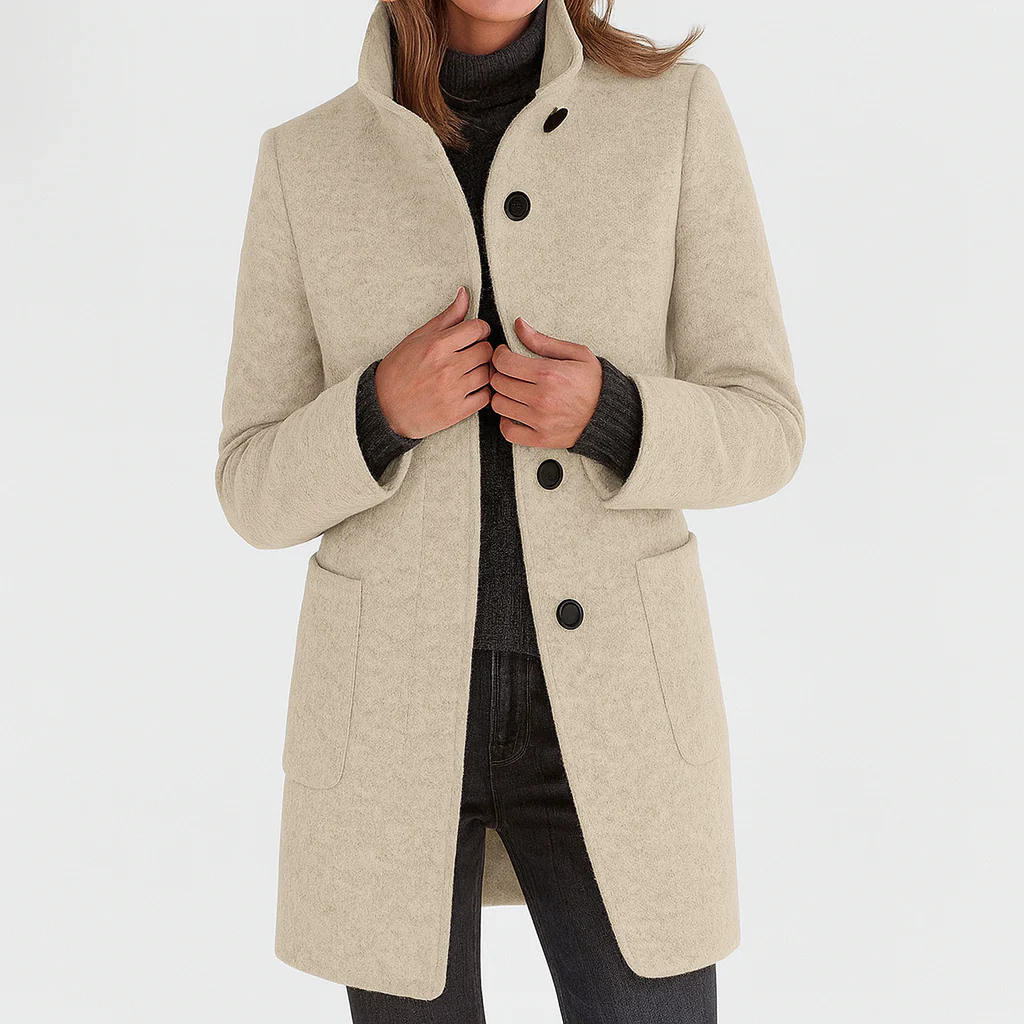 Mathilde | Manteau boutonné col droit