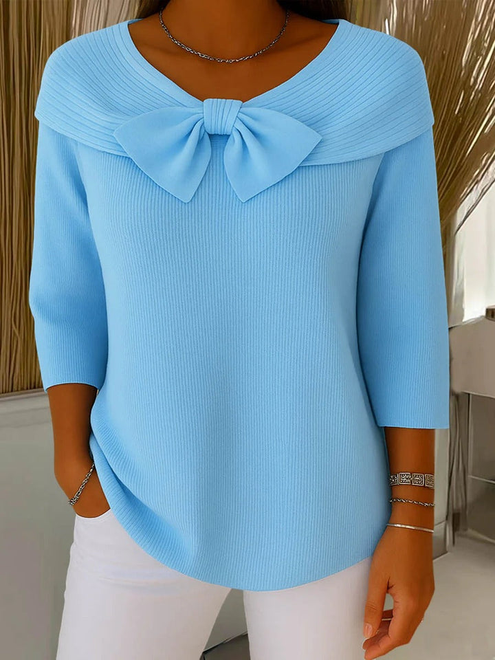 Emma – Pull Femme avec Nœud et Encolure Ronde