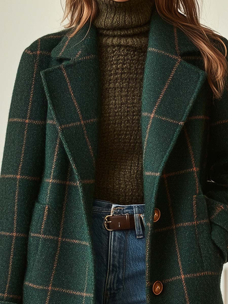 Éliane™ | Manteau effet laine à carreaux