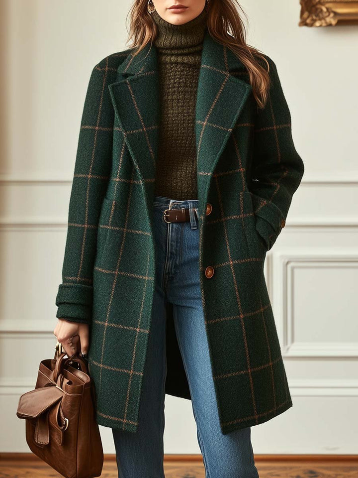 Éliane™ | Manteau effet laine à carreaux