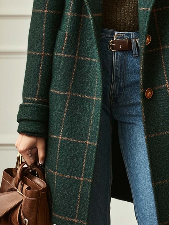 Éliane™ | Manteau effet laine à carreaux