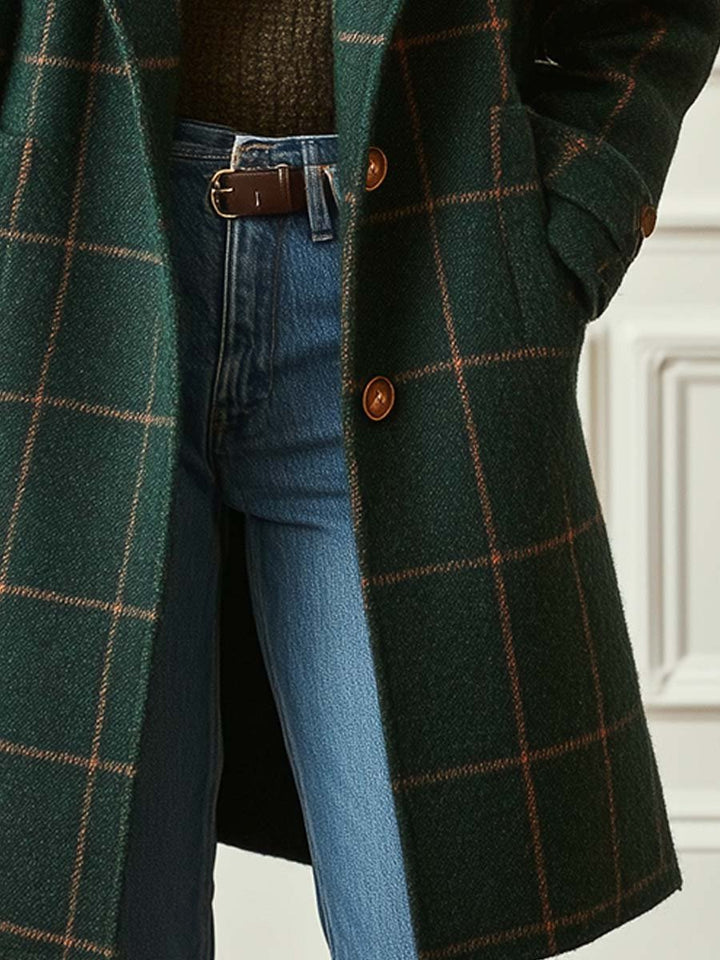Éliane™ | Manteau effet laine à carreaux