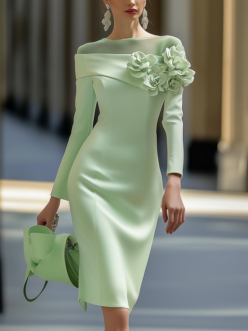 Robe de luxe épaules dénudées avec détails floraux