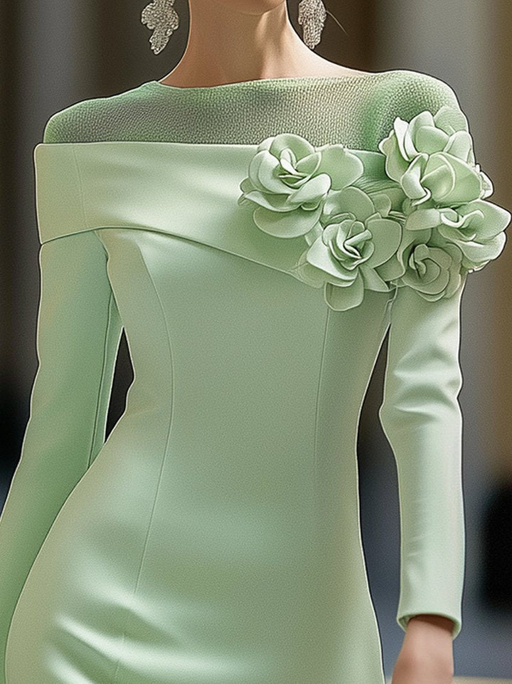 Robe de luxe épaules dénudées avec détails floraux
