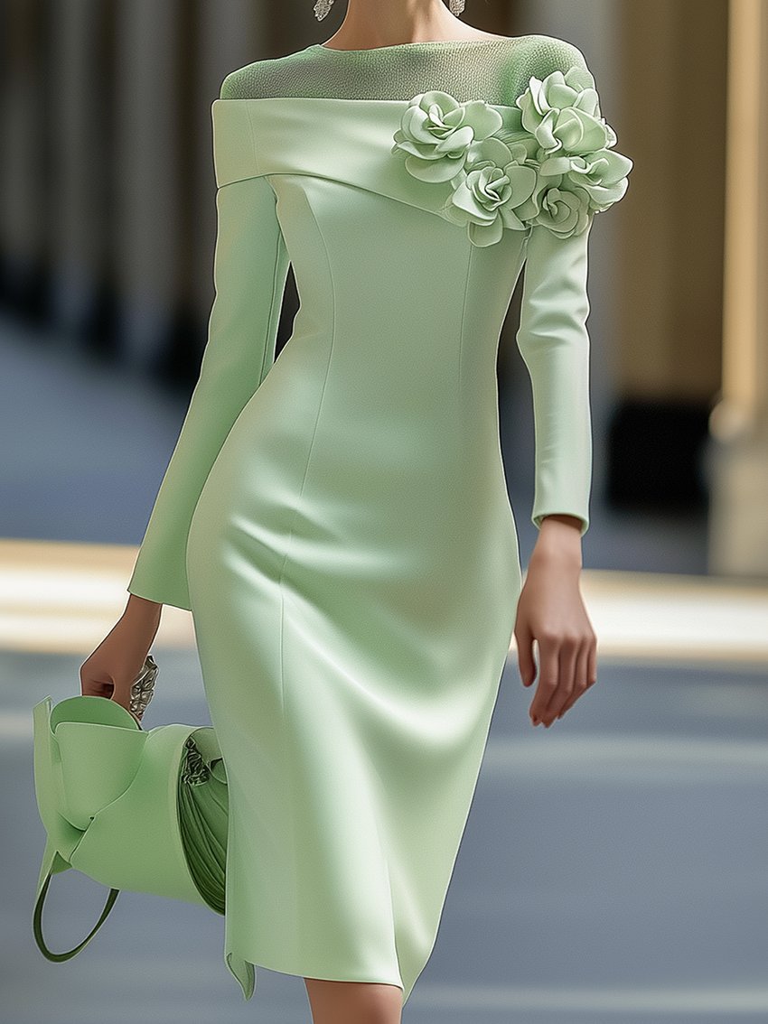 Robe de luxe épaules dénudées avec détails floraux