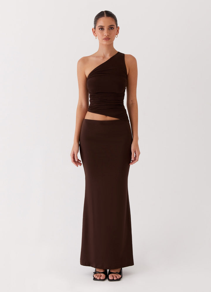 CHLOÉ NOIRE – ROBE LONGUE ASYMÉTRIQUE