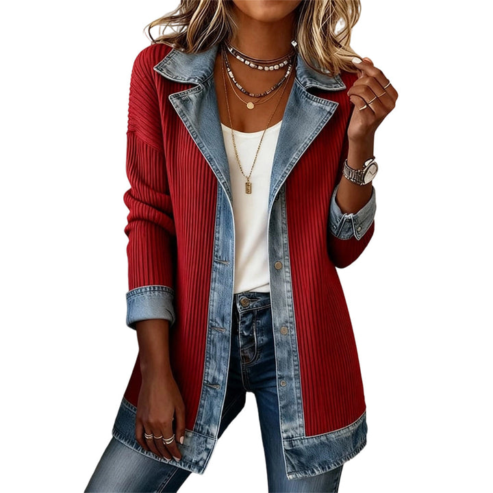 Corinne | Veste bimatière denim et maille