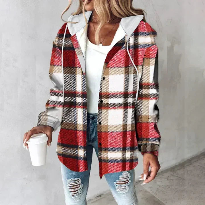 Claudette | Veste chemise à carreaux et capuche